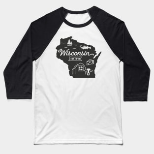 Wisconsin State Graphic Baseball T-Shirt